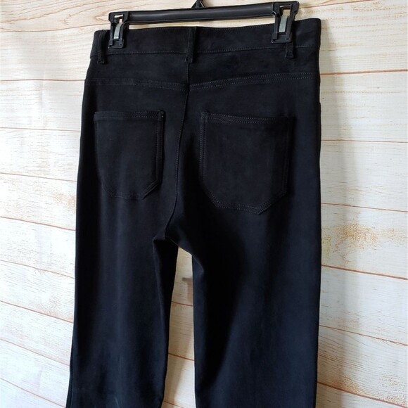 Zara Lambskin Suede Bootcut High-Waist Stretch Pants Limited Edition Medium Blac - Picture 6 of 12